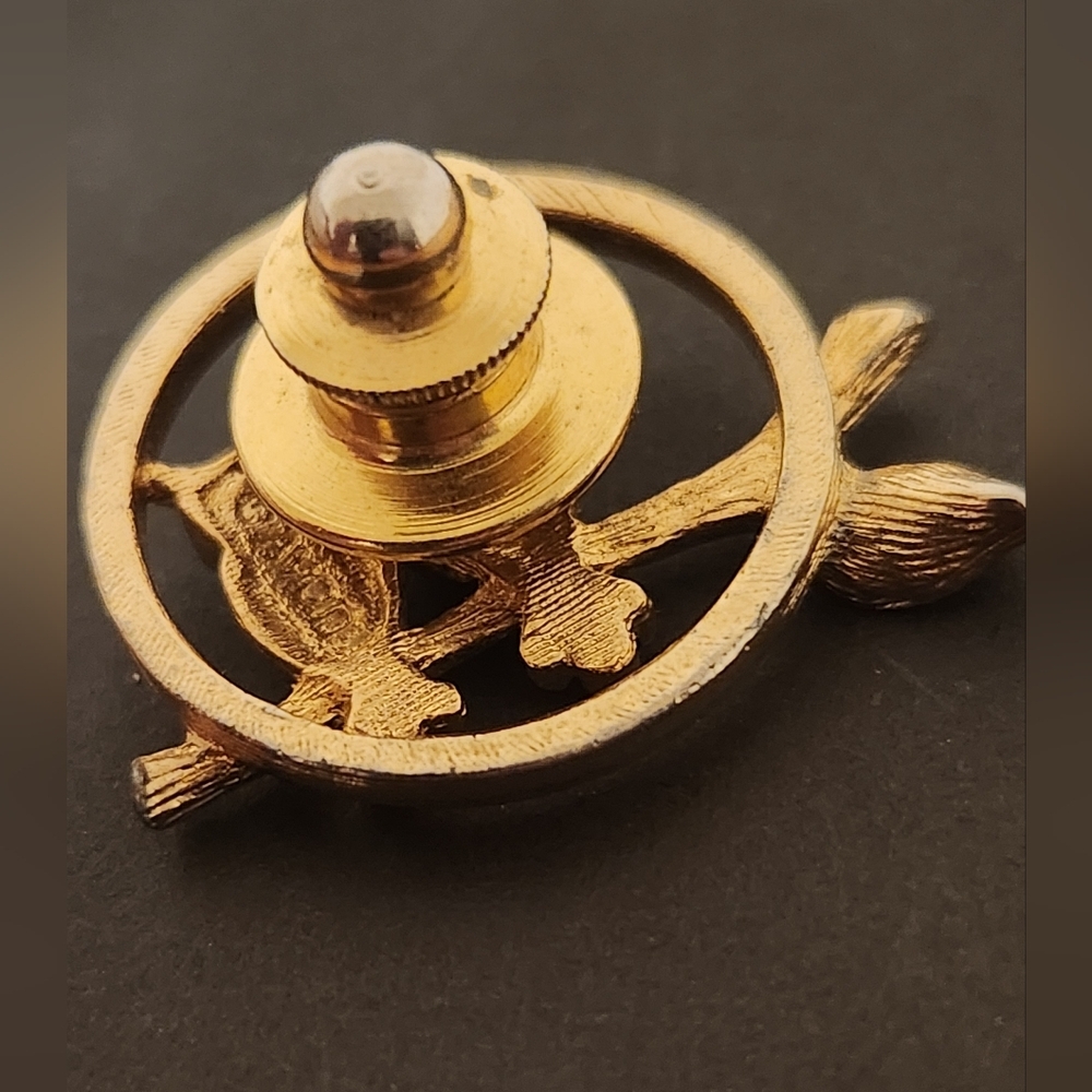 Owl Pin Owl Brooch Gold Tone - Picture 3 of 5